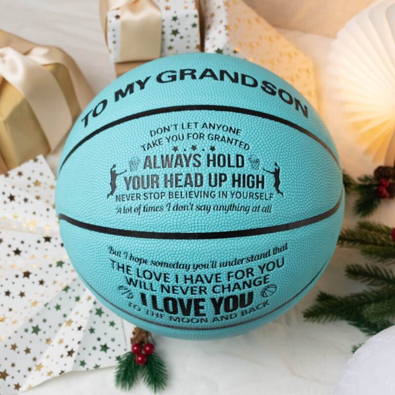 basketball to my grandson always hold your head up high personalized basketball giveme gifts 16731974565949