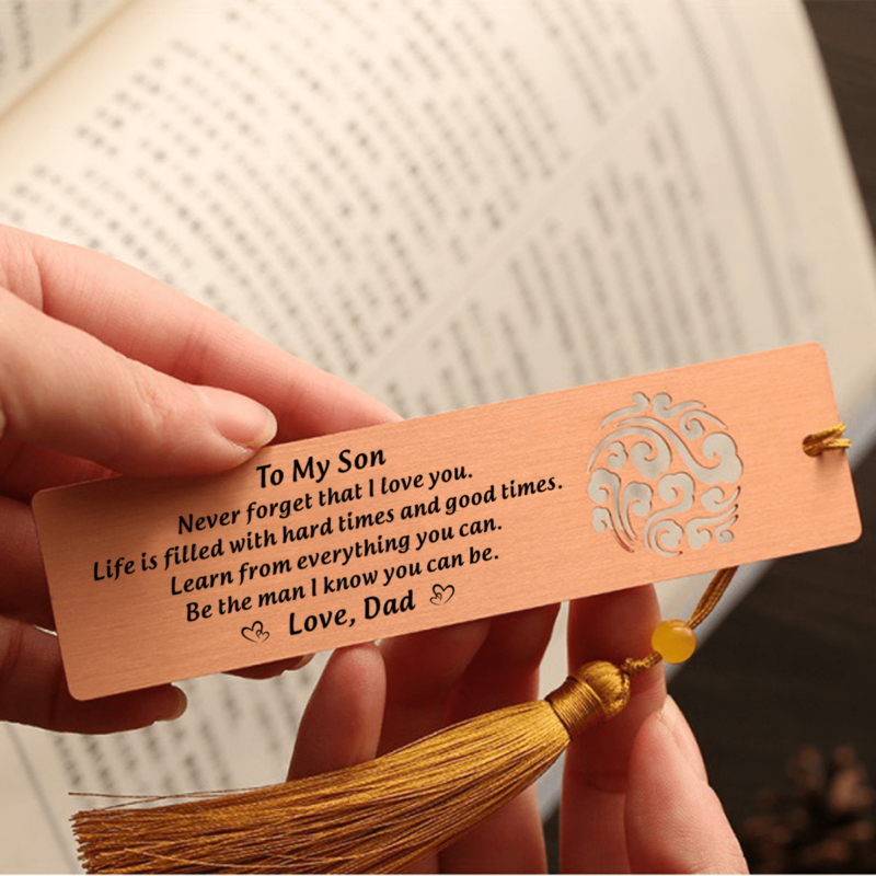 bookmark dad to son i love you personalized bookmark with tassel copper giveme gifts 16764616540221