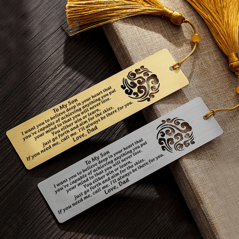 bookmark dad to son i will always be there for you personalized bookmark with tassel silver giveme gifts 16764599238717