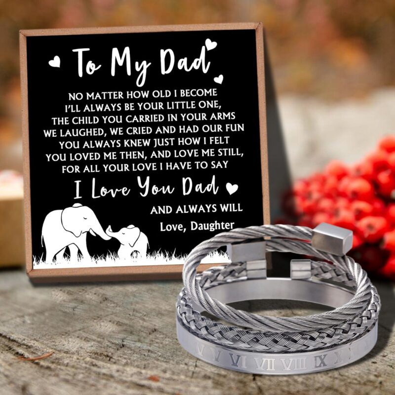 bracelets for dad daughter to dad i love you dad bangle weave roman numeral bracelets silver giveme gifts 29133658882109