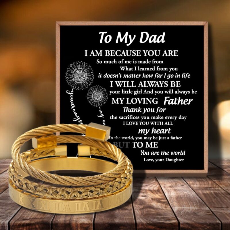 bracelets for dad daughter to dad i will always be your little girl bangle weave roman numeral bracelets gold giveme gifts 29114082230333