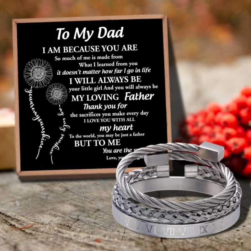 bracelets for dad daughter to dad i will always be your little girl bangle weave roman numeral bracelets silver giveme gifts 29114082590781