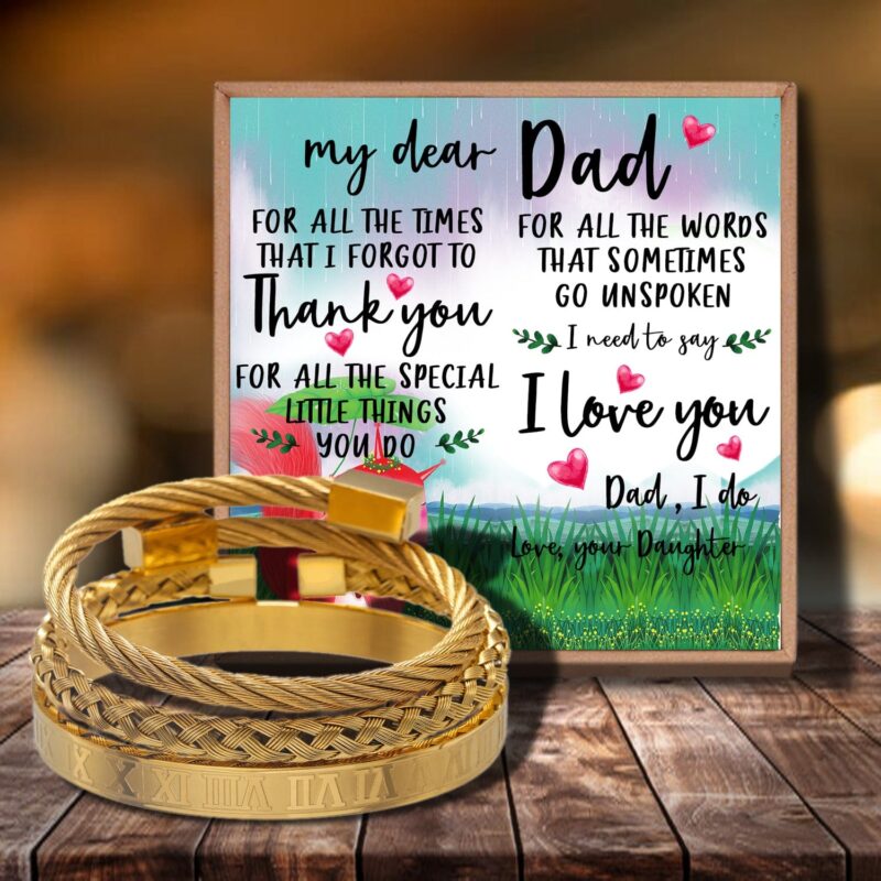 bracelets for dad daughter to dad thank you for all things bangle weave roman numeral bracelets gold giveme gifts 29129054289981