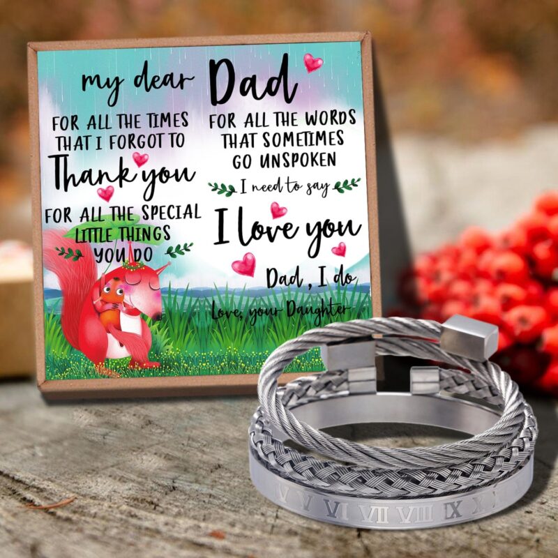 bracelets for dad daughter to dad thank you for all things bangle weave roman numeral bracelets silver giveme gifts 29129054158909