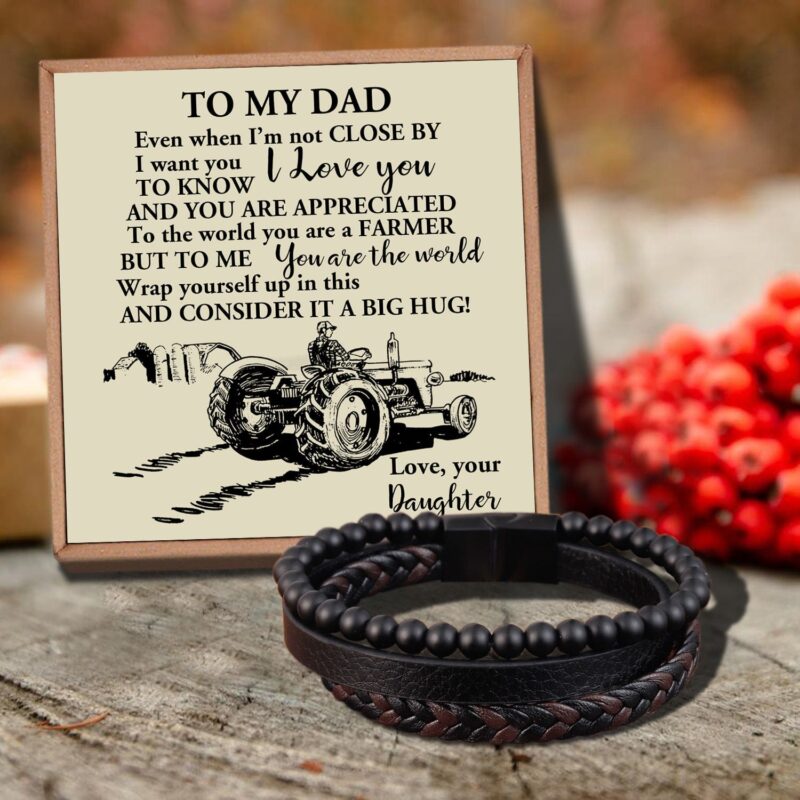 bracelets for dad daughter to dad the world s best farmer black beaded bracelets for men giveme gifts 29541070405693
