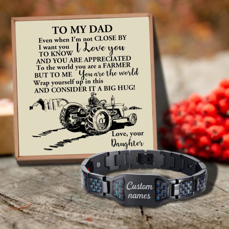 bracelets for dad daughter to dad the world s best farmer customized name bracelet giveme gifts 29735781040189