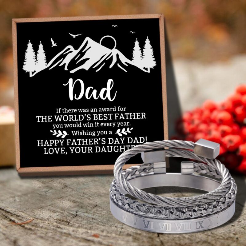 bracelets for dad daughter to dad the world s best father bangle weave roman numeral bracelets silver giveme gifts 29149660086333