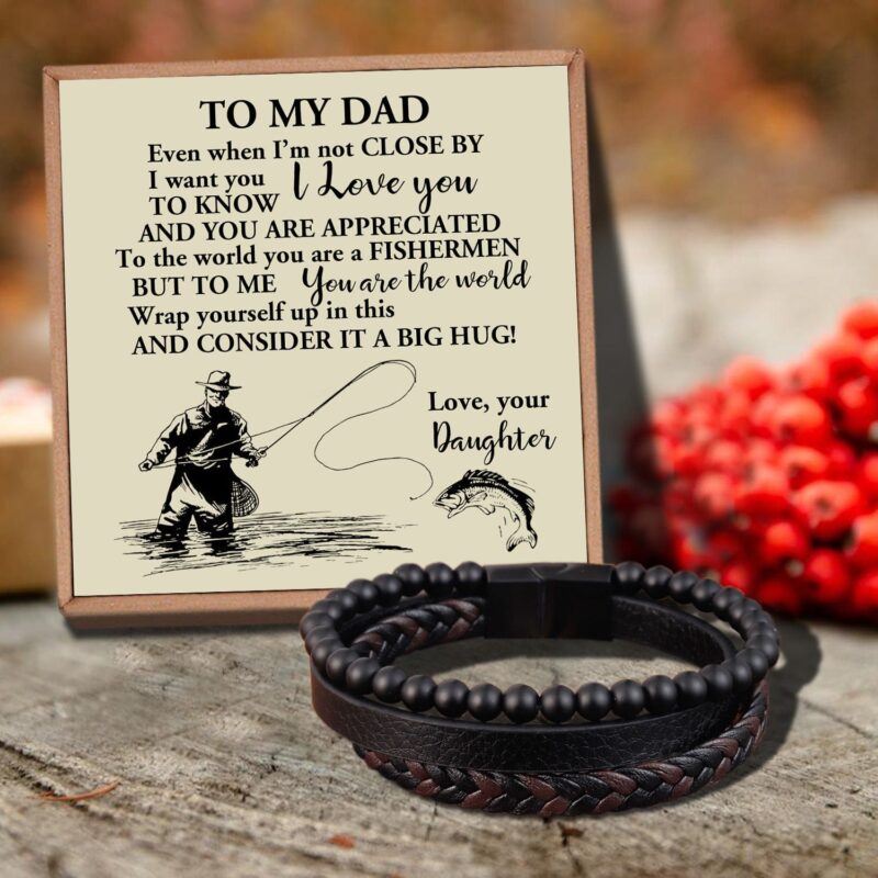bracelets for dad daughter to dad the world s best fishermen black beaded bracelets for men giveme gifts 29541211996221