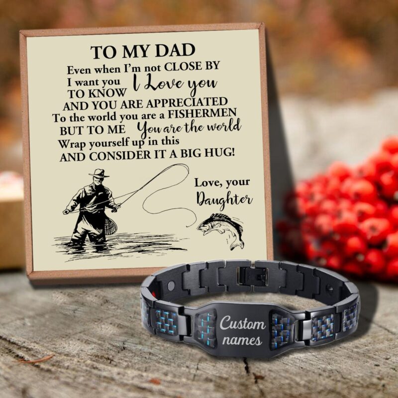 bracelets for dad daughter to dad the world s best fishermen customized name bracelet giveme gifts 29736134508605