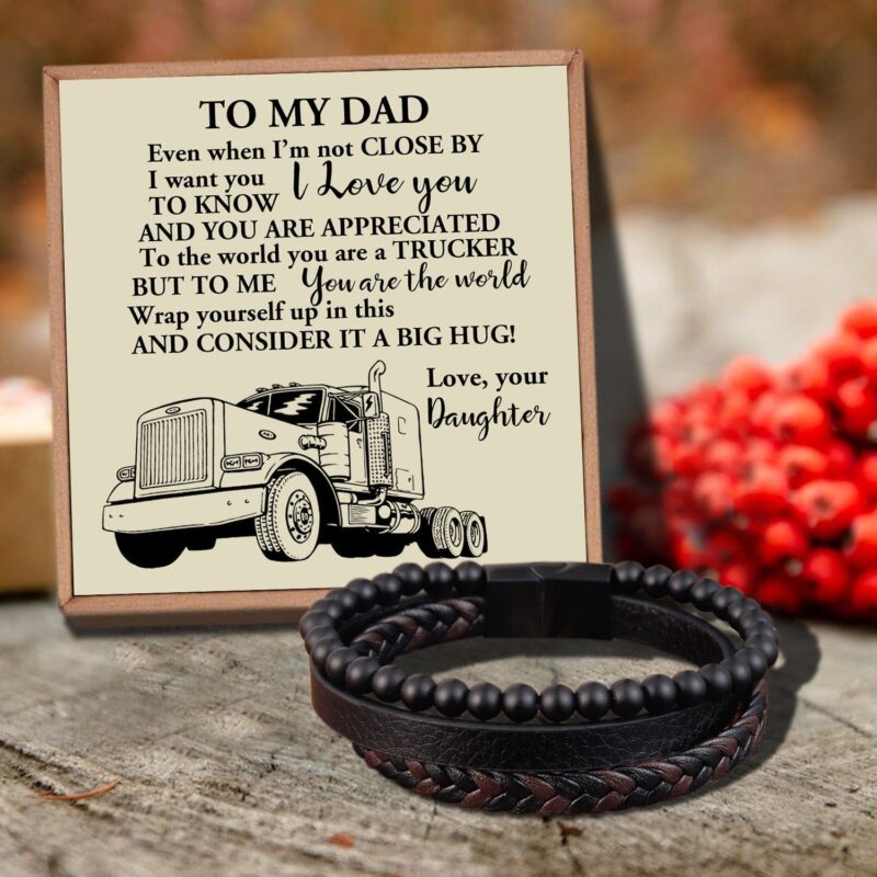 bracelets for dad daughter to dad the world s best trucker black beaded bracelets for men giveme gifts 29541170741309
