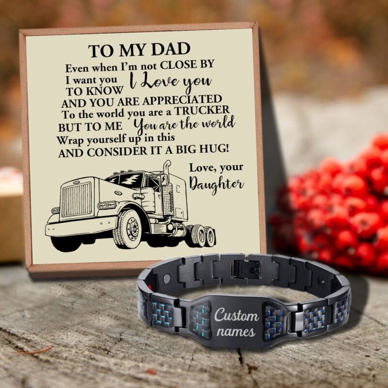 bracelets for dad daughter to dad the world s best trucker customized name bracelet giveme gifts 31073987297341