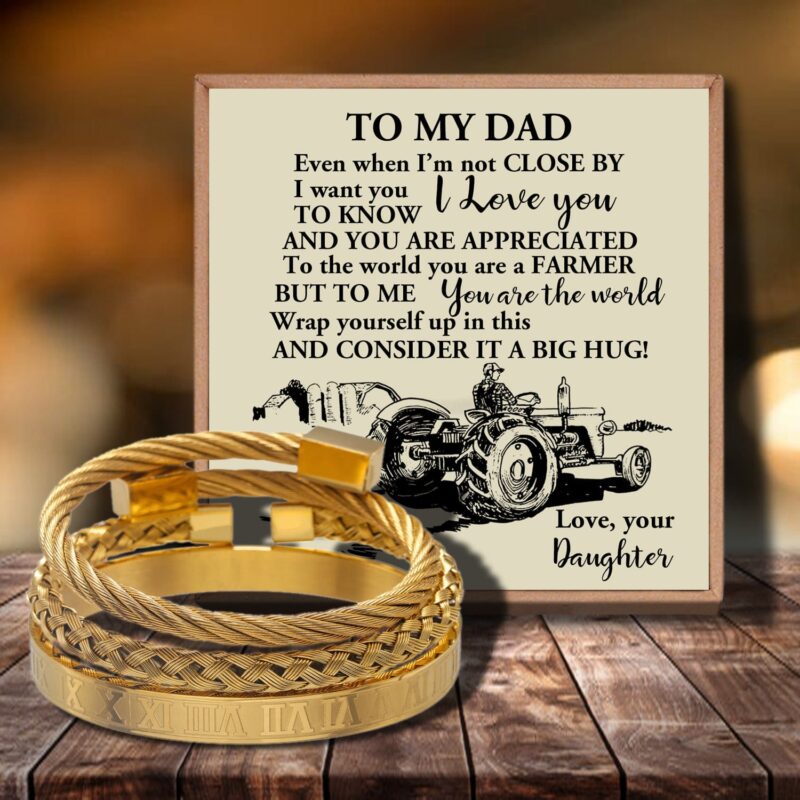 bracelets for dad daughter to dad you are the world s best farmer bangle weave roman numeral bracelets gold giveme gifts 29149685940285