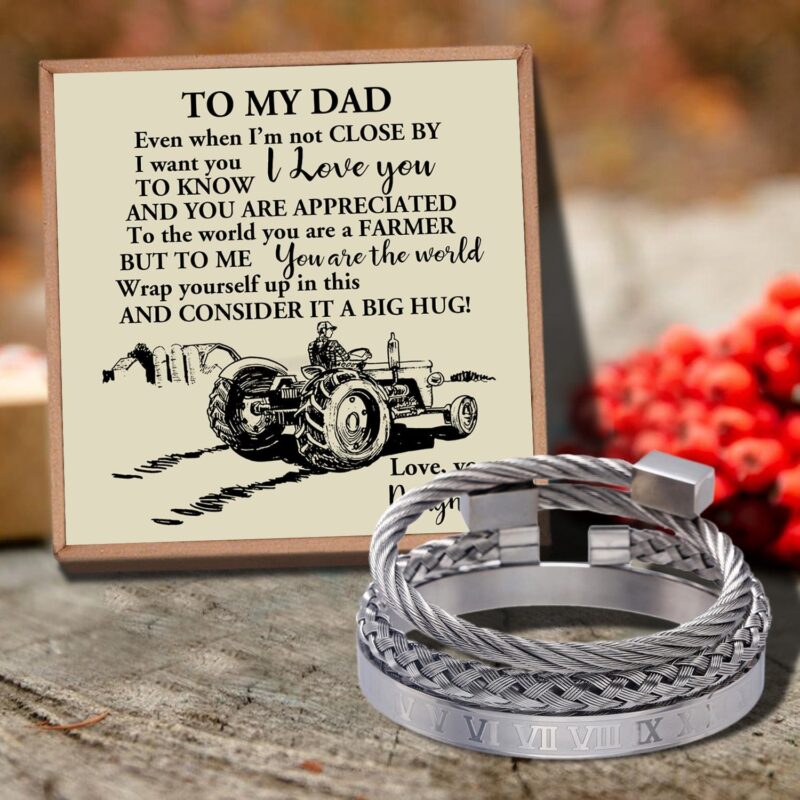 bracelets for dad daughter to dad you are the world s best farmer bangle weave roman numeral bracelets silver giveme gifts 31075912810557