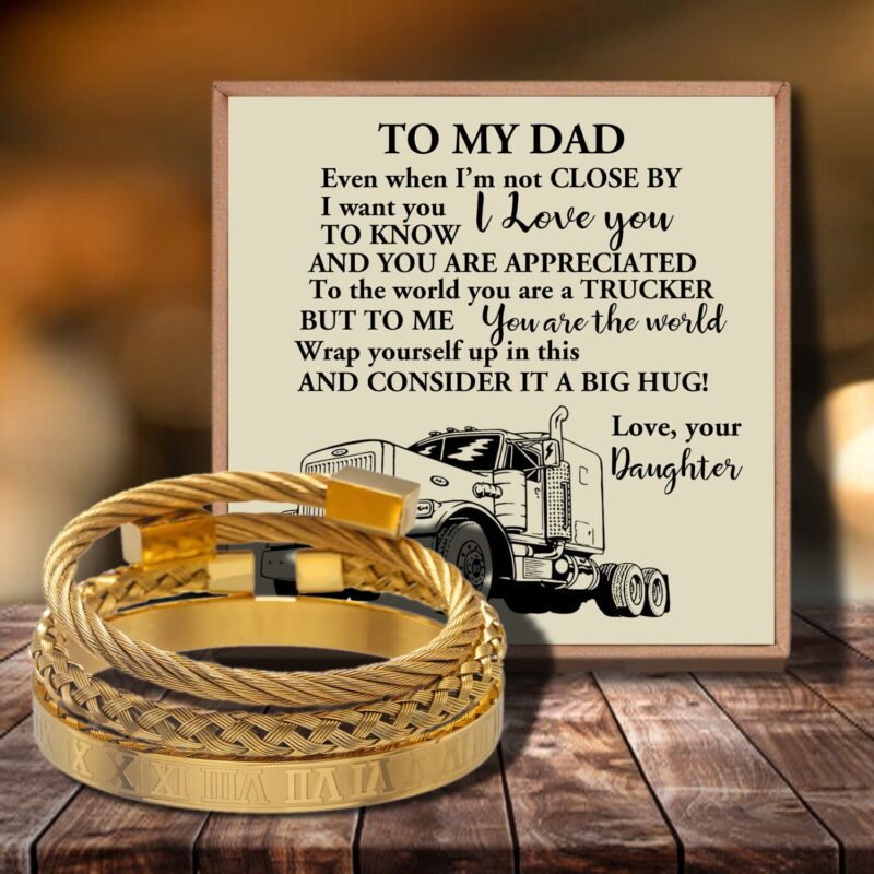 bracelets for dad daughter to dad you are the world s best trucker bangle weave roman numeral bracelets gold giveme gifts 29149721362493