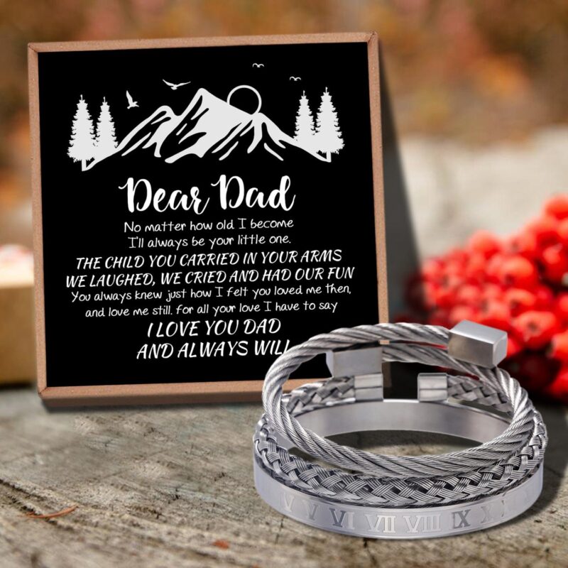 bracelets for dad to my dad i love you dad and always will bangle weave roman numeral bracelets silver giveme gifts 29149619978301