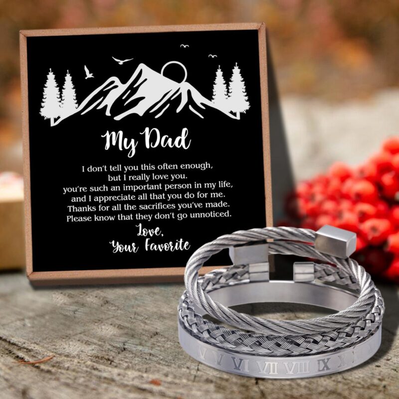 bracelets for dad to my dad love your favorite bangle weave roman numeral bracelets silver giveme gifts 29149643735101
