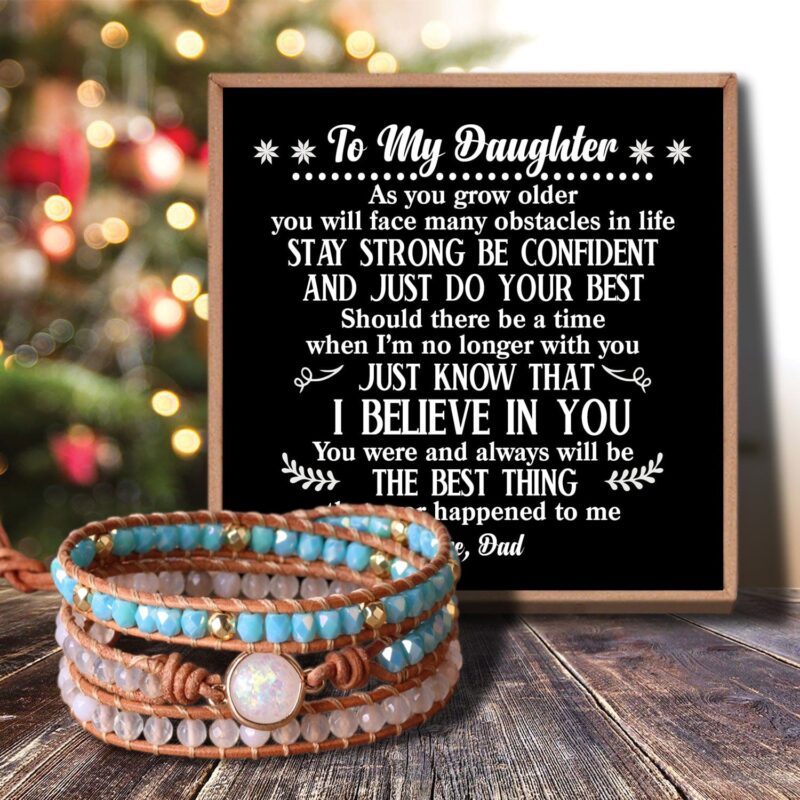 bracelets for daughter dad to daughter i believe in you crystal beaded bracelet giveme gifts 29880522309693