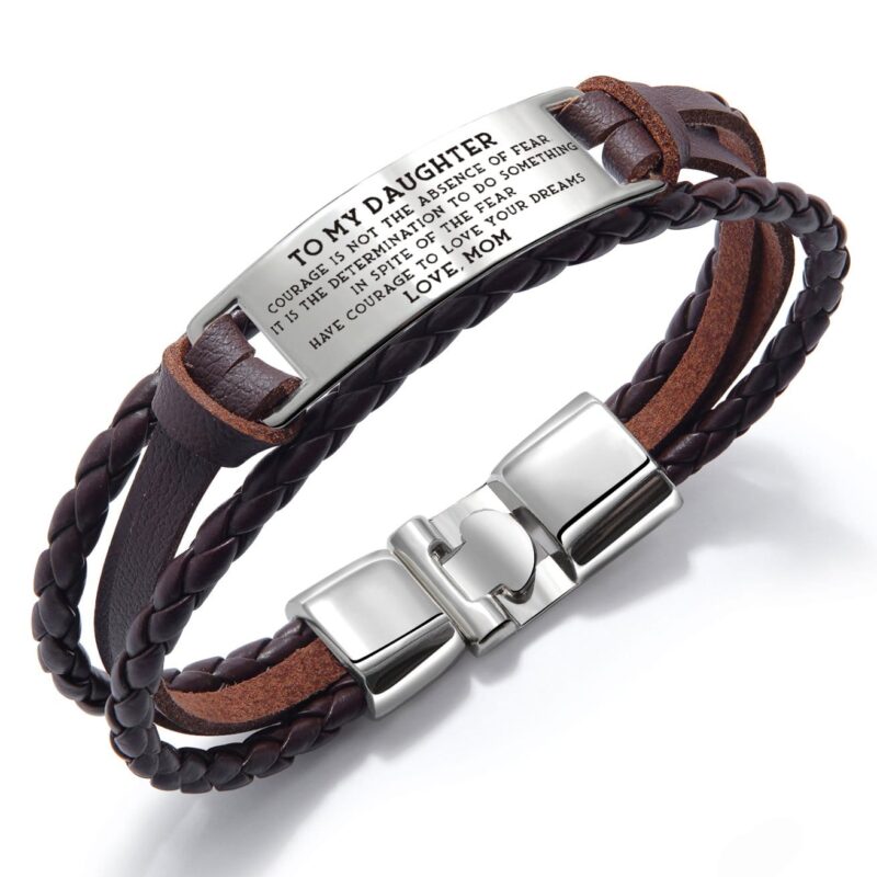 bracelets for daughter mom to daughter have courage to love your dreams leather bracelet brown giveme gifts 28017418076221