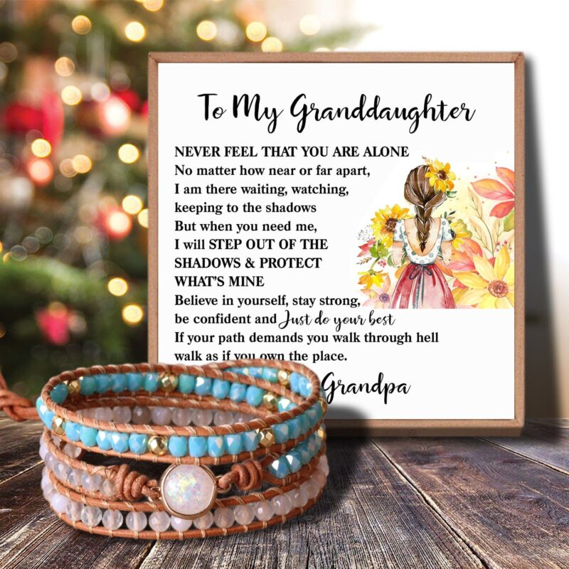 bracelets for granddaughter grandpa to granddaughter never feel that you are alone crystal beaded bracelet giveme gifts 30084057104445