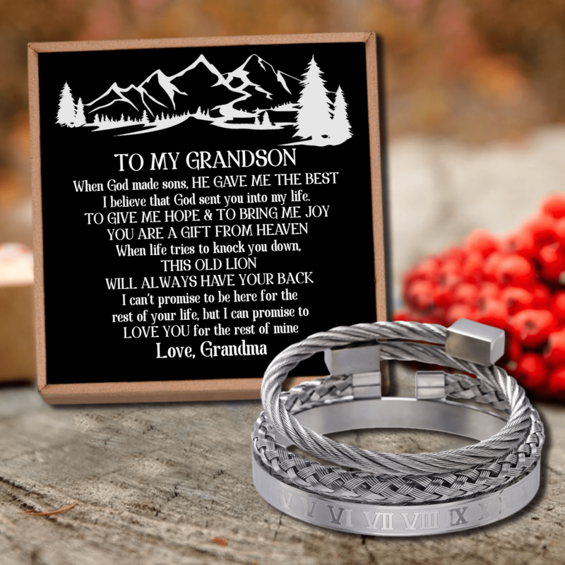 bracelets for grandson grandma to grandson always have your back roman numeral bracelet set silver giveme gifts 28386265464893