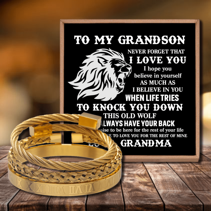 bracelets for grandson grandma to grandson i believe in you roman numeral bracelet set gold giveme gifts 28437841805373