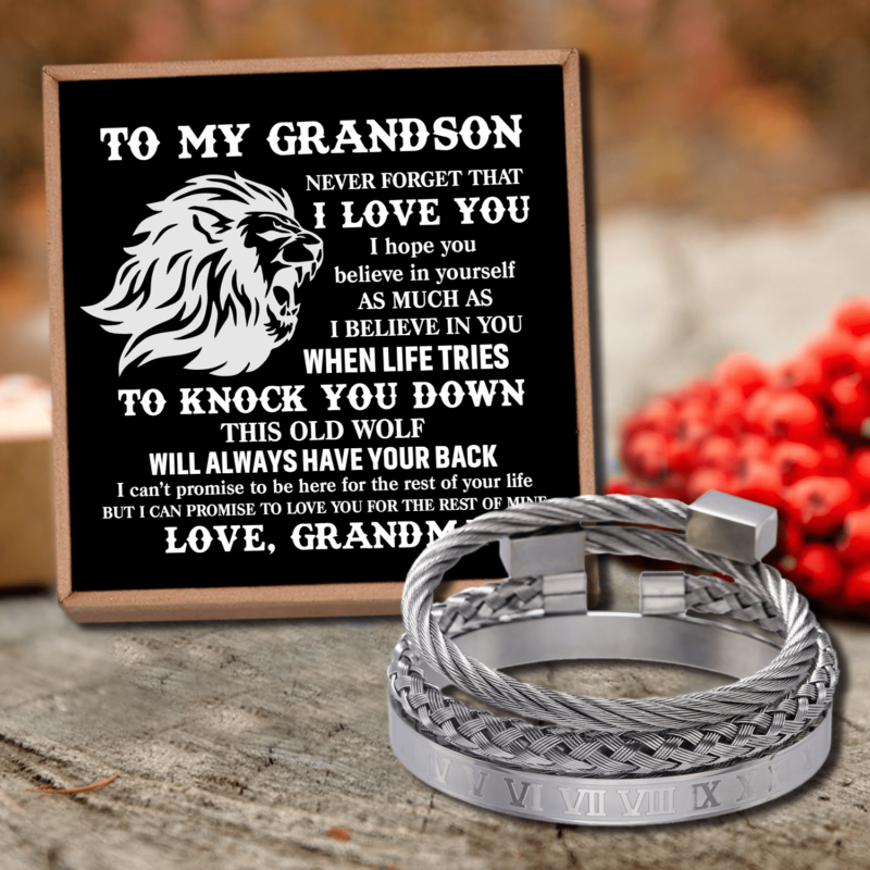 bracelets for grandson grandma to grandson i believe in you roman numeral bracelet set silver giveme gifts 28437841838141