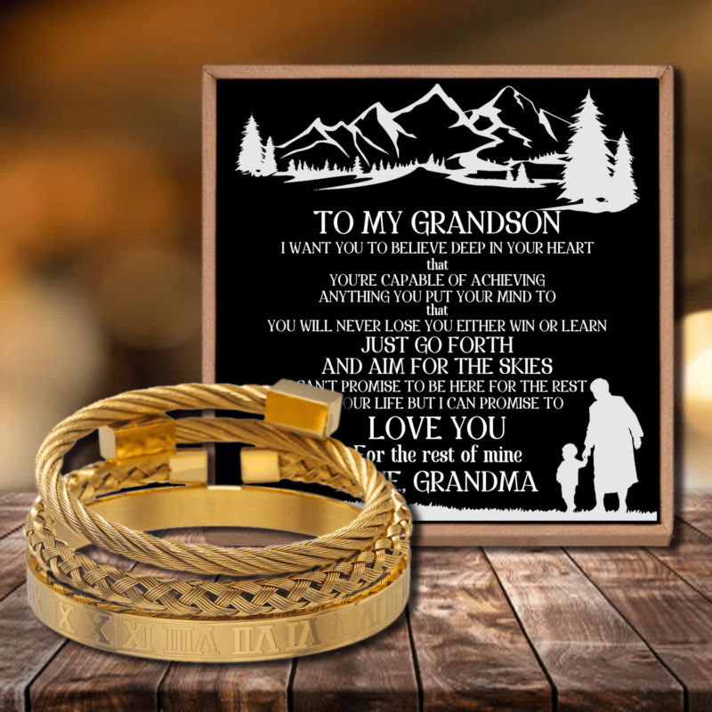 bracelets for grandson grandma to grandson i can promise to love you roman numeral bracelet set gold giveme gifts 28379302527037