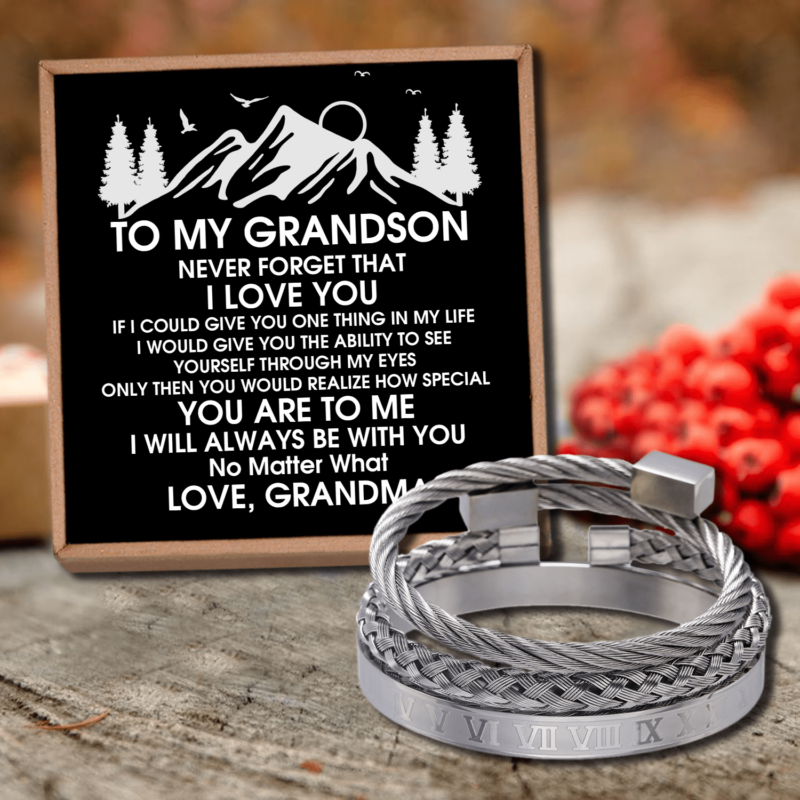 bracelets for grandson grandma to grandson i love you roman numeral bracelet set silver giveme gifts 28386307866685