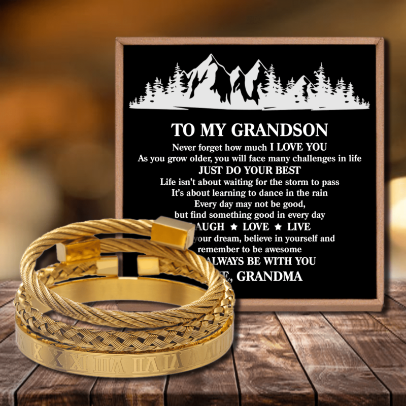 bracelets for grandson grandma to grandson just do your best roman numeral bracelet set gold giveme gifts 28398659731517