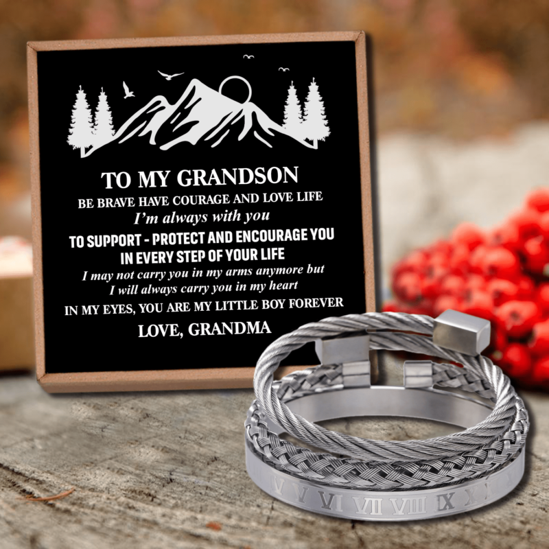 bracelets for grandson grandma to grandson my little boy forever roman numeral bracelet set silver giveme gifts 28387684745277