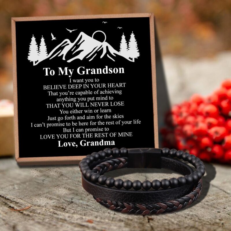 bracelets for grandson grandma to grandson you will never lose black beaded bracelets for men giveme gifts 29313173323837