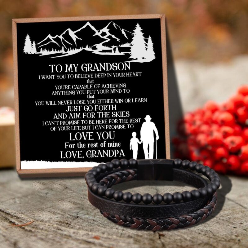 bracelets for grandson grandpa to grandson i can promise to love you black beaded bracelets for men giveme gifts 29305816645693