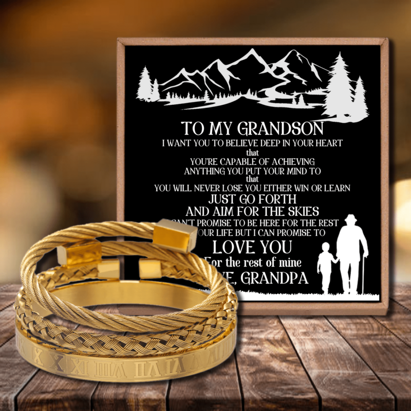 bracelets for grandson grandpa to grandson i can promise to love you roman numeral bracelet set gold giveme gifts 28383368085565