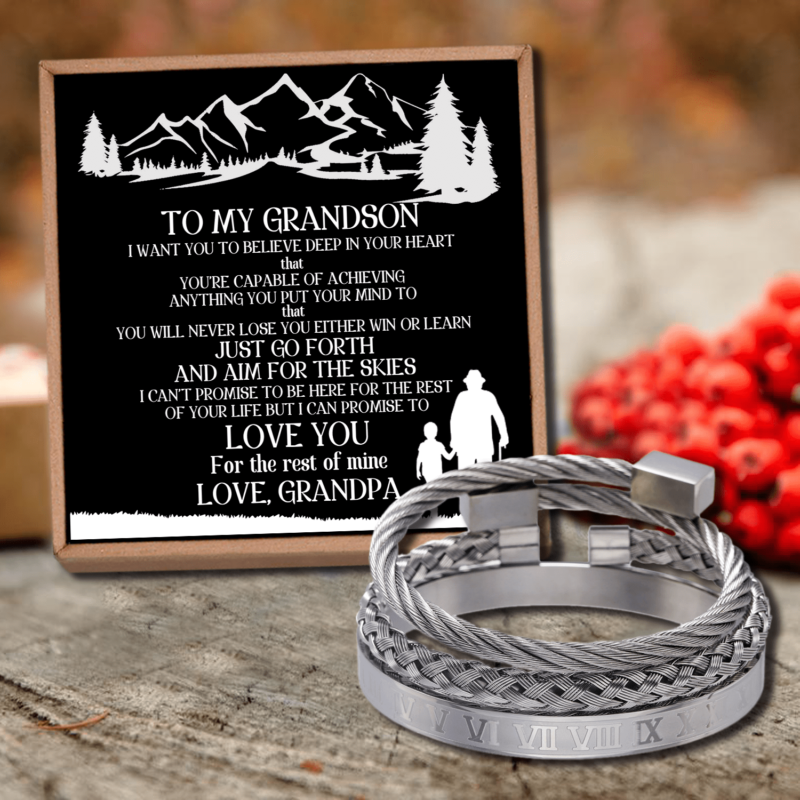 bracelets for grandson grandpa to grandson i can promise to love you roman numeral bracelet set silver giveme gifts 28383368118333
