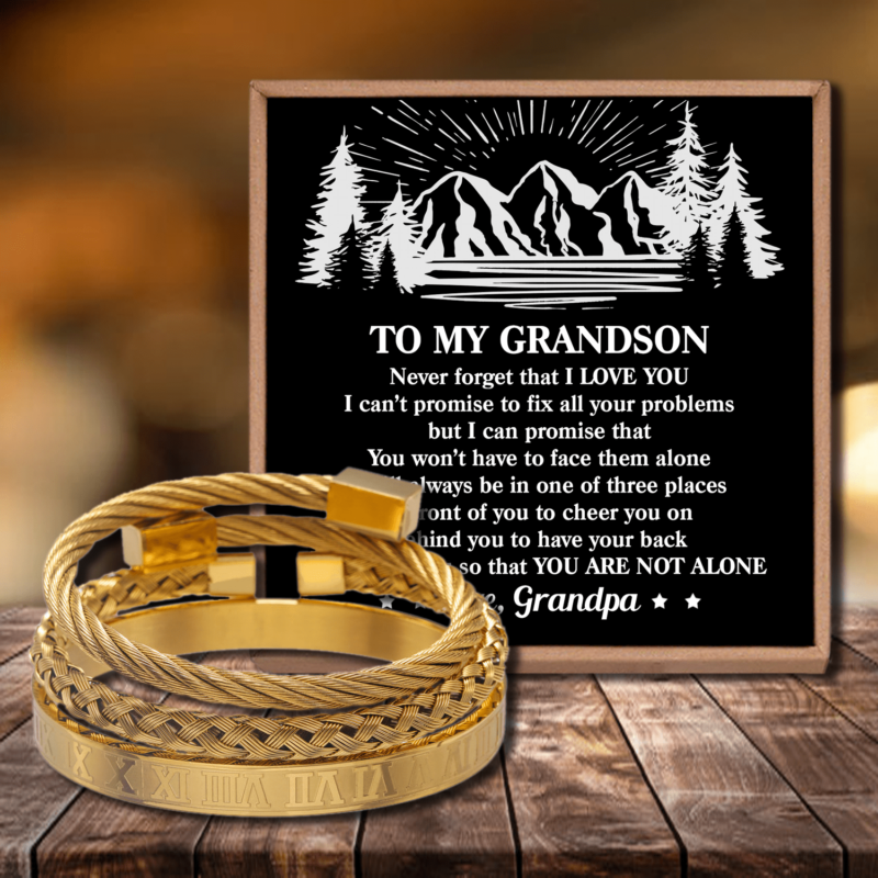 bracelets for grandson grandpa to grandson you are not alone roman numeral bracelet set gold giveme gifts 28418599845949