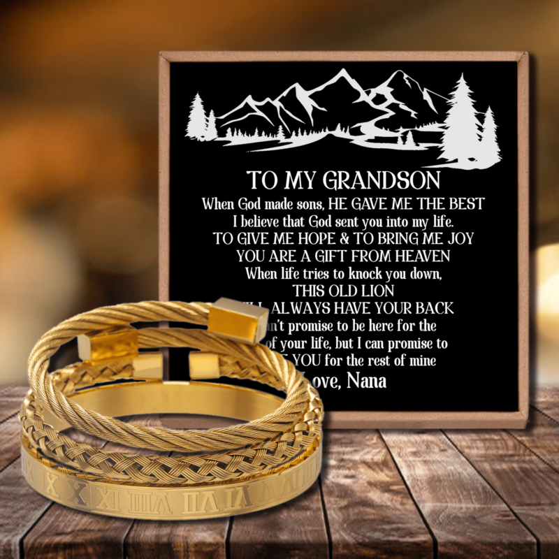 bracelets for grandson nana to grandson always have your back roman numeral bracelet set gold giveme gifts 28386277720125