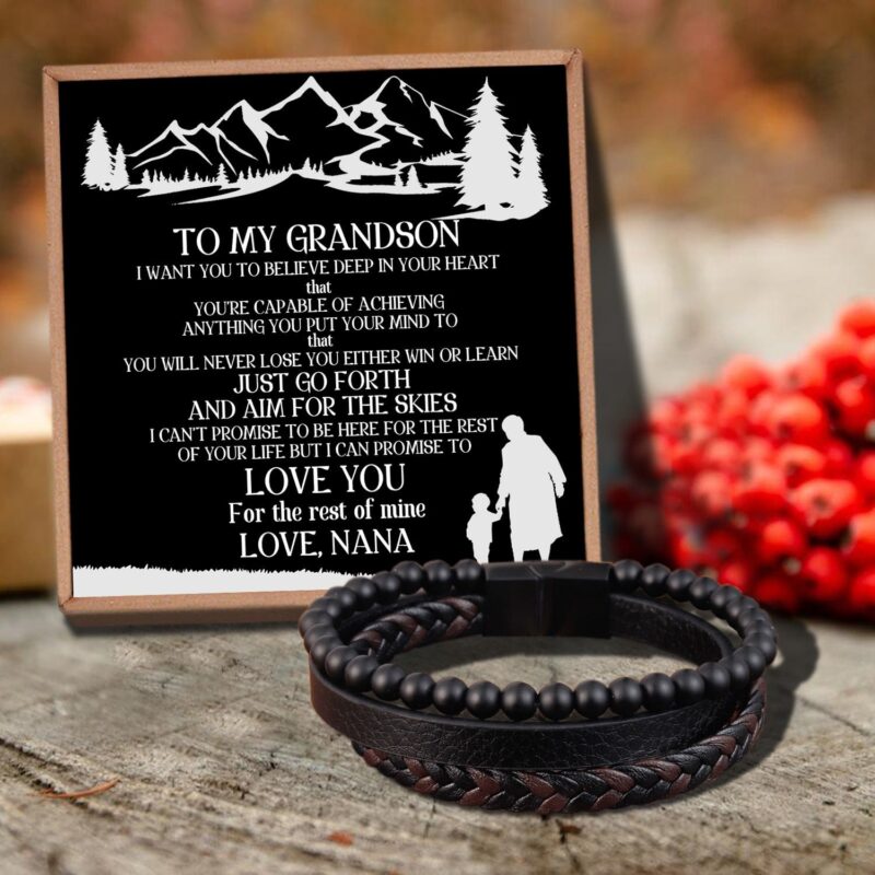 bracelets for grandson nana to grandson i can promise to love you black beaded bracelets for men giveme gifts 29305757925437