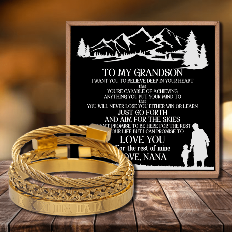 bracelets for grandson nana to grandson i can promise to love you roman numeral bracelet set gold giveme gifts 28381748691005