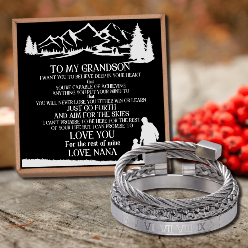 bracelets for grandson nana to grandson i can promise to love you roman numeral bracelet set silver giveme gifts 28381748658237