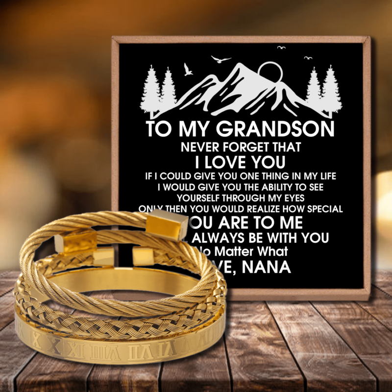 bracelets for grandson nana to grandson i love you roman numeral bracelet set gold giveme gifts 28387647946813