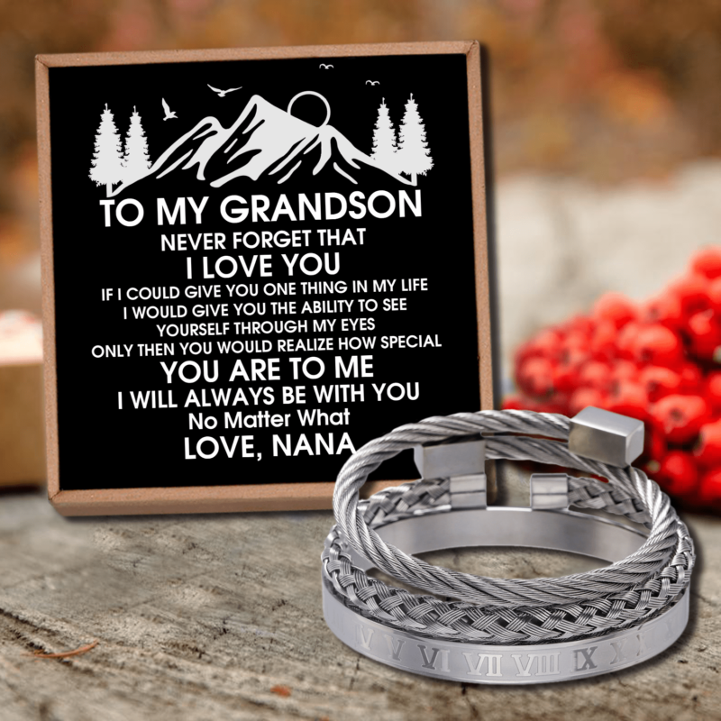 bracelets for grandson nana to grandson i love you roman numeral bracelet set silver giveme gifts 28387647914045
