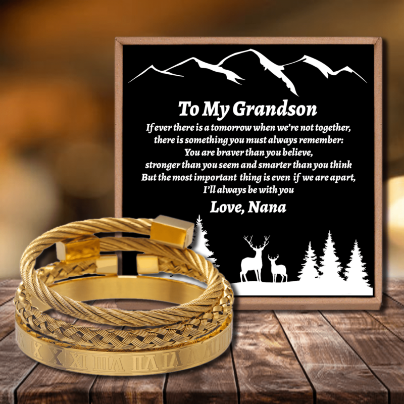bracelets for grandson nana to grandson i will always be with you roman numeral bracelet set gold giveme gifts 28383385616445