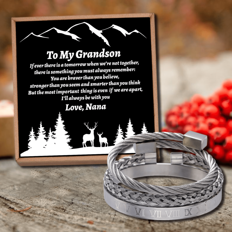 bracelets for grandson nana to grandson i will always be with you roman numeral bracelet set silver giveme gifts 28383385649213