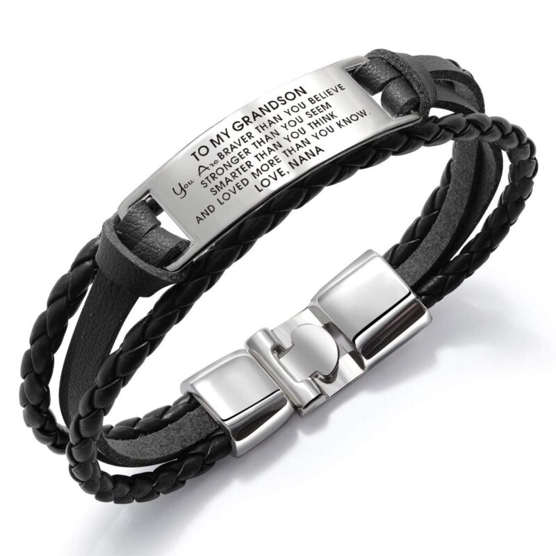 bracelets for grandson nana to grandson you are loved more than you know leather bracelet black giveme gifts 28019345981501