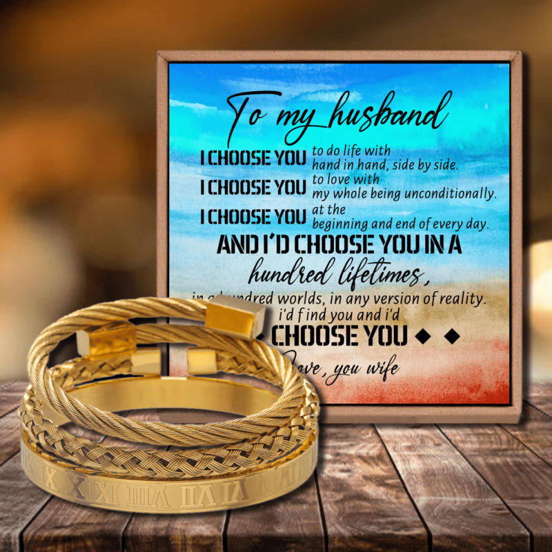 bracelets for husband to my husband i choose you in a hundred lifetimes roman numeral bracelet set gold giveme gifts 28481161461821