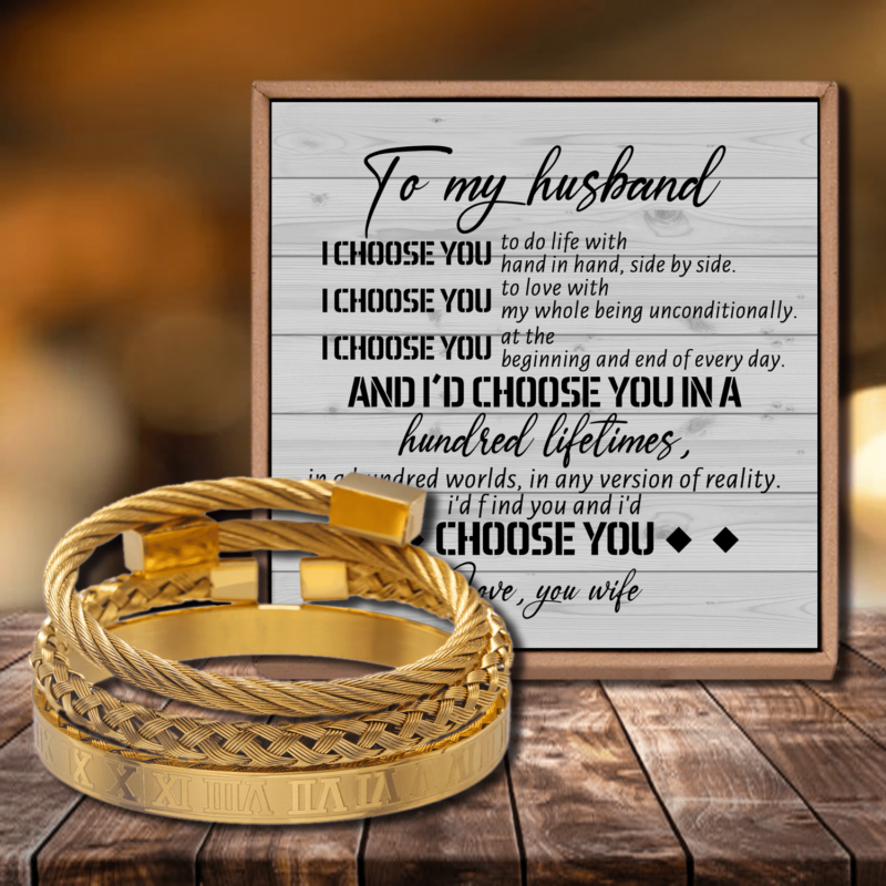 bracelets for husband to my husband i choose you roman numeral bracelet set gold giveme gifts 28481084325949