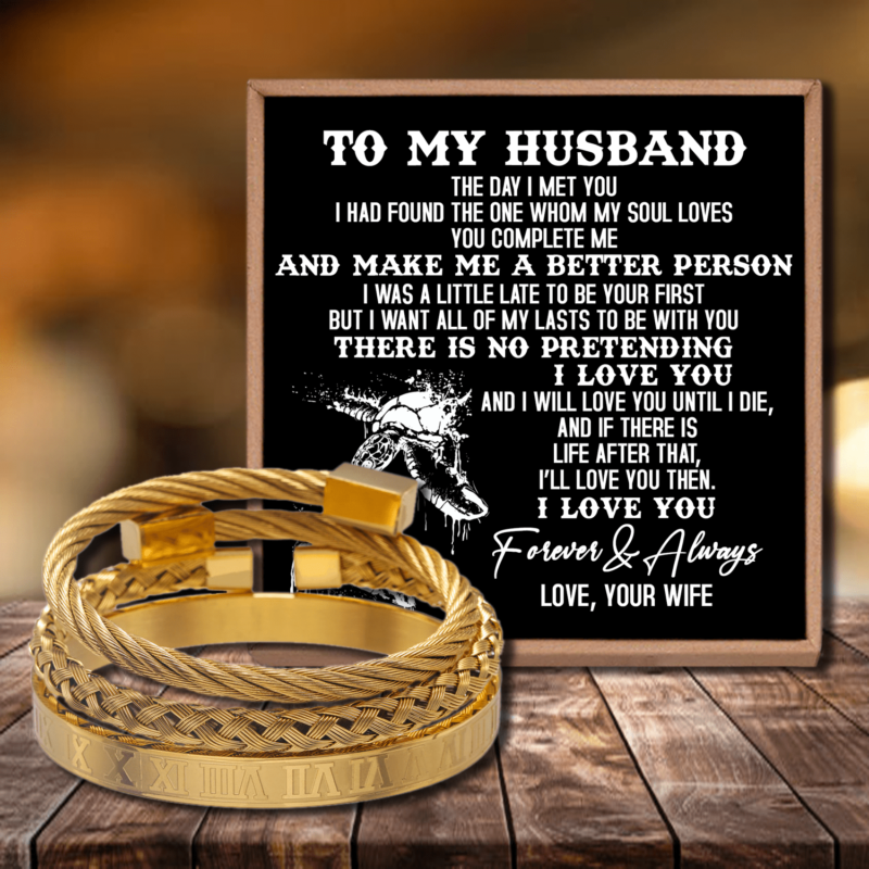 bracelets for husband to my husband i love you forever roman numeral bracelet set gold giveme gifts 28456799010877