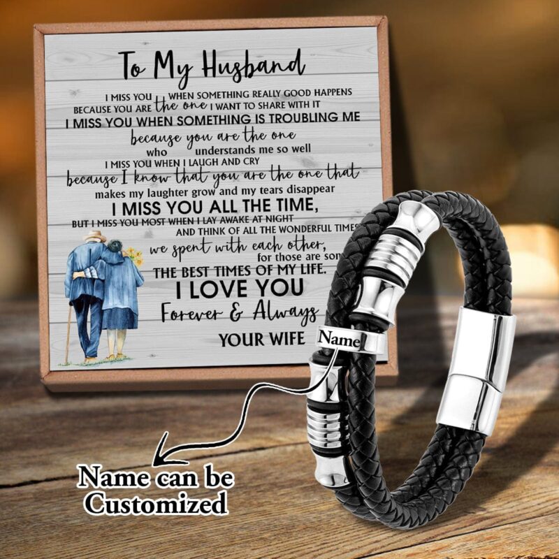 bracelets for husband to my husband i miss you all the time personalized name bracelet giveme gifts 31202065809469
