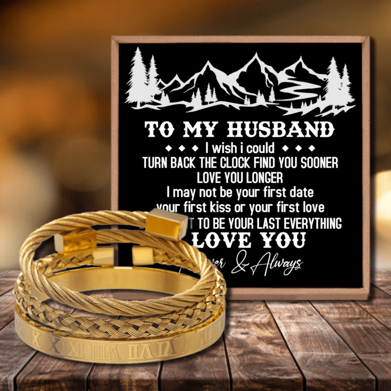 bracelets for husband to my husband i want to be your last everything roman numeral bracelet set gold giveme gifts 28480885030973