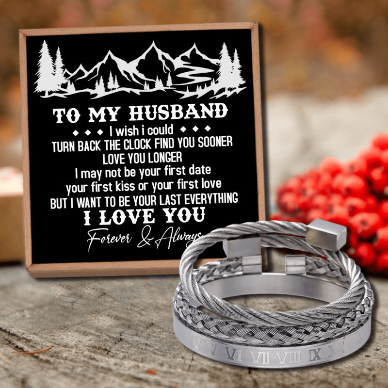 bracelets for husband to my husband i want to be your last everything roman numeral bracelet set silver giveme gifts 28480885063741